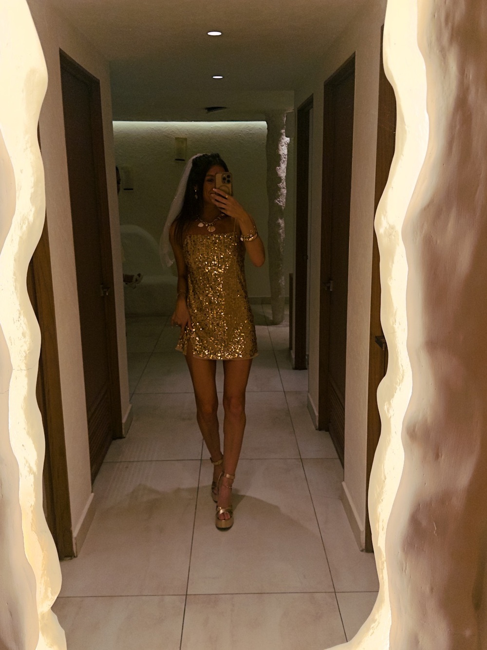 Free People Gold Sequin Mini Dress